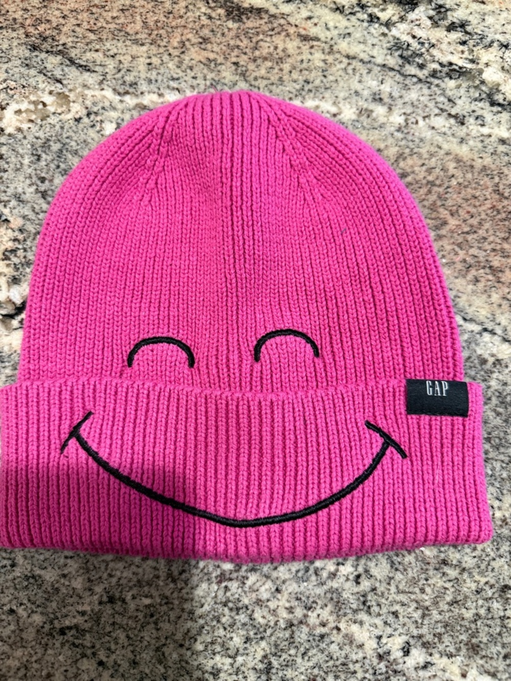 GAP Kids Bright Pink Smiley Face Knit Hat